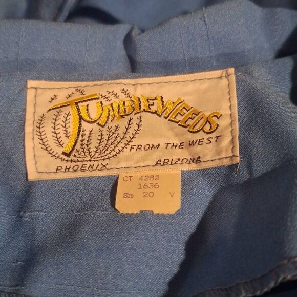 1960's Deadstock‎ Vintage Tumbleweeds Blue Polyester Shift Dress Size 20 NEW - Picture 3 of 6